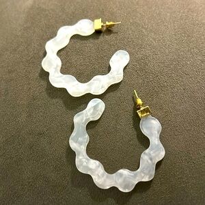 White sheer post acrylic earrings